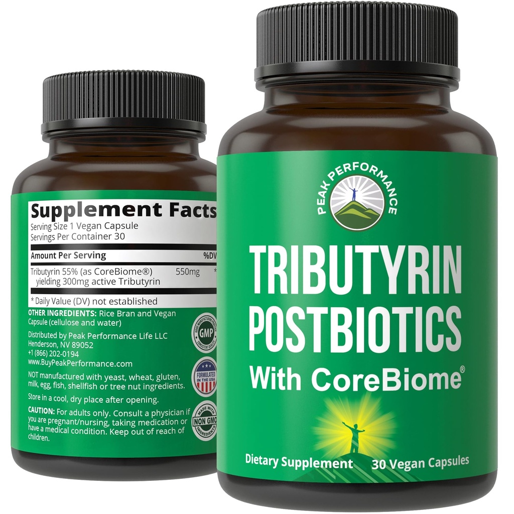 CoreBiome Tributyrin Postbiotic Supplement Clinically Tested for Gut Health. More Effective Than Sodium Butyrate Capsules. High Bioavailability Post Biotics for Digestive, Leaky Gut, Colon, Microbiome
