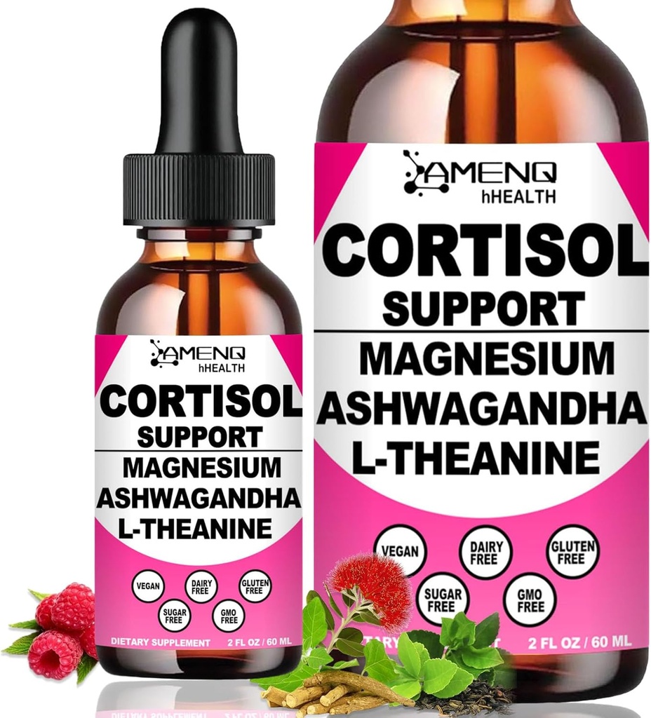 2 Pack Cortisol Supplements for Women, 17-in-1 Cortisol Calm Detox Reducer Manager w. Magnesium Ashwagandha Theanine, Cortisol Liquid Drops for Relax, Recess Mood & Hormone Harmony, Cortisol Drink Mix