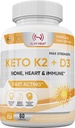 Vitamin K2 + D3 with Calcium - Bone, Heart and Immune Formula - K2 D3 Vitamin Supplement for Women and Men - 60 Capsules