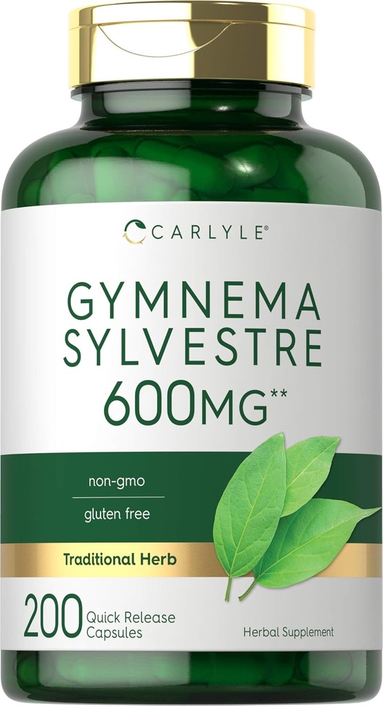 Carlyle Gymnema Sylvestre Capsules | 600mg | 200 Count | Non-GMO and Gluten Free Supplement