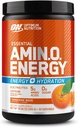 Optimum Nutrition Amino Energy Powder Plus Hydration, with BCAA, Electrolytes, and Caffeine, Tangerine Wave, 30 Servings (Packaging May Vary)