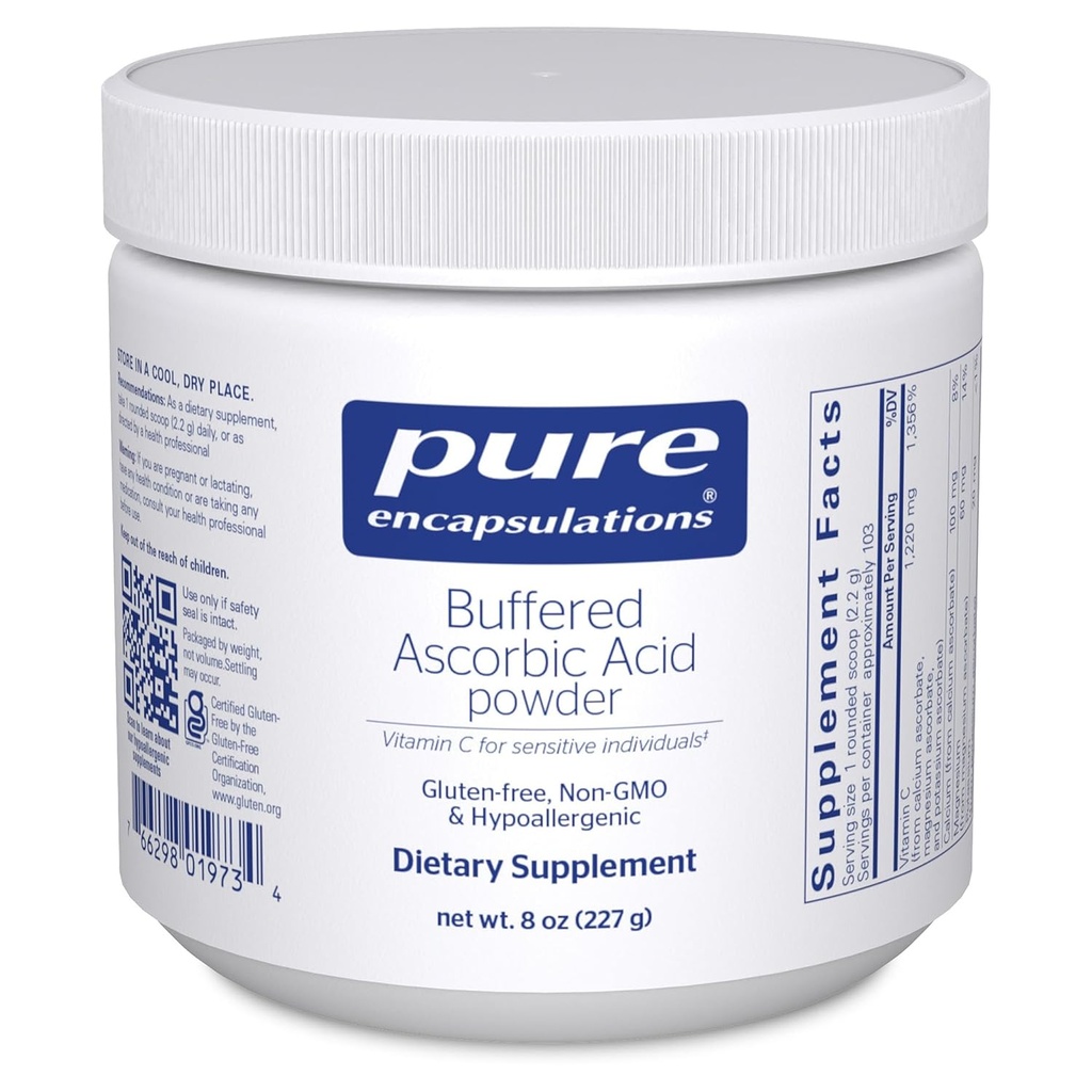 Pure Encapsulations Buffered Ascorbic Acid Powder | Vitamin C Supplement for Sensitive Individuals | 8 Ounces