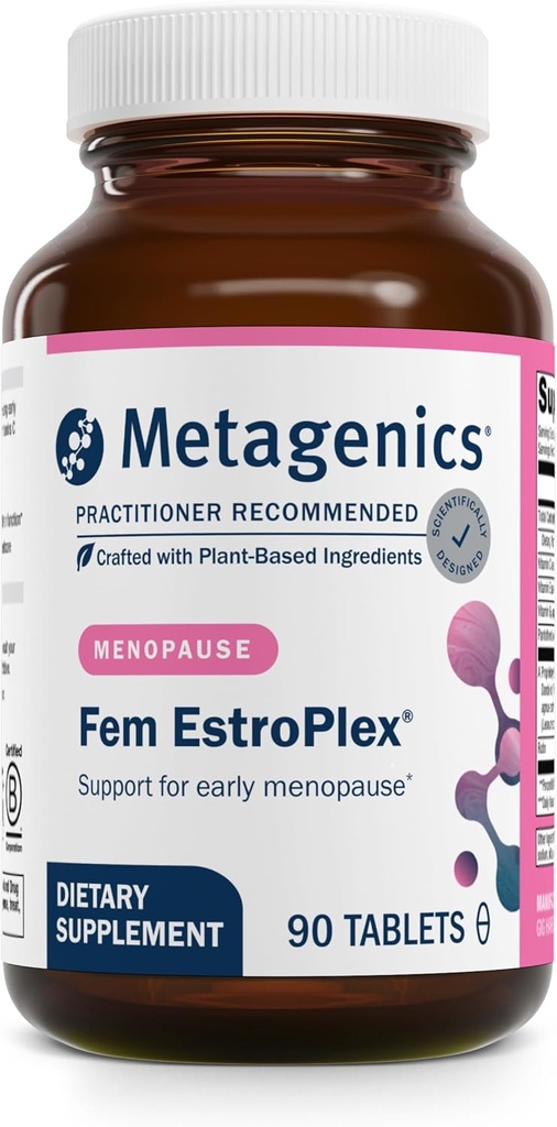 Metagenics Fem Estroplex - Early Menopause Support Formula - with Dandelion Root, Valerian Root, Stinging Nettle, Chasteberry, Motherwort & More - Non-GMO, Gluten Free & Vegetarian - 90 Tablets