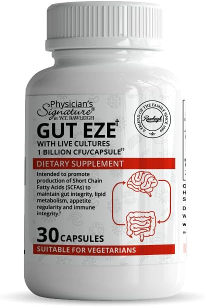 Rawleigh Gut Eze: 30 Capsules, Everyday Vegetarian Probiotic for Men & Women,1 Billion CFU/Cap, Microbiome-Based, SCFA Production + Gut, Digestive, Immunity, Appetite & Lipid Support, Non-GMO