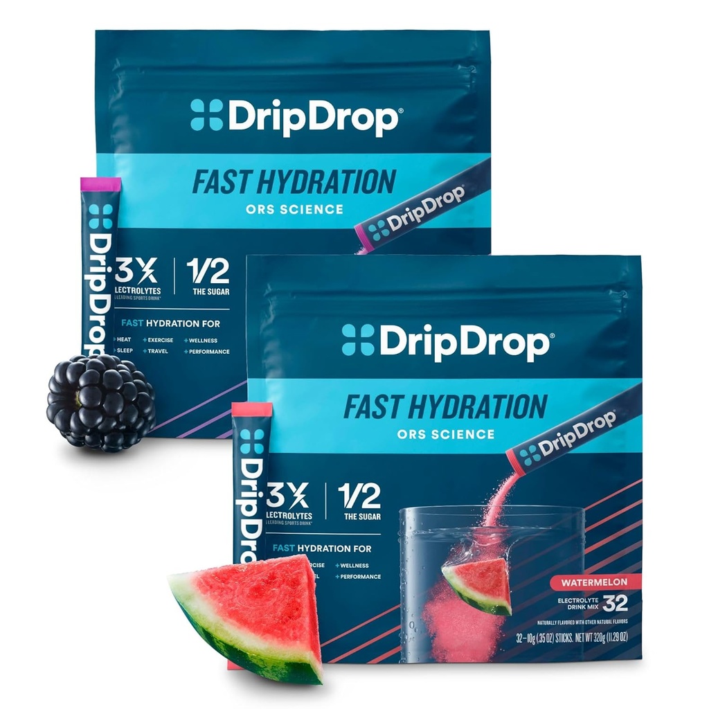 DripDrop Hydration - Electrolyte Powder Packets - Watermelon & Berry - 64 Count