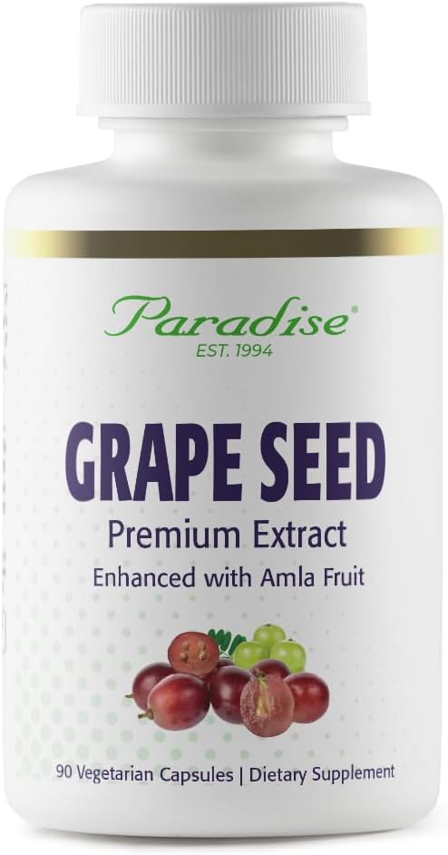 Paradise Herbs Grape Seed Extract, Active Whole Spectrum, Antioxidant, Vegan, Non GMO, Gluten Free, 90 Vegetarian Capsules