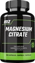 Magnesium Citrate 120mg + Vitamin B6 (P-5-P) 3mg, 120 Vegan Capsules, 4 Months Supply, Organic Form of Magnesium - Support Bone Strength and Nervous System - by MZ