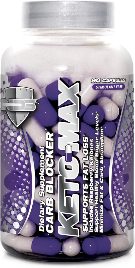 NDS Nutrition Keto-Max - Carbohydrate and Fat Blocking Dietary Supplement with Chromium - Stimulant Free Fat Burner for A More Toned and Fit Body - 90 Capsules