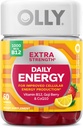 OLLY Extra Strength Daily Energy Gummy, Caffeine Free, 1000mcg Vitamin B12, CoQ10, Goji Berry, Adult Chewable Supplement, Berry Yuzu Flavor - 60 Count