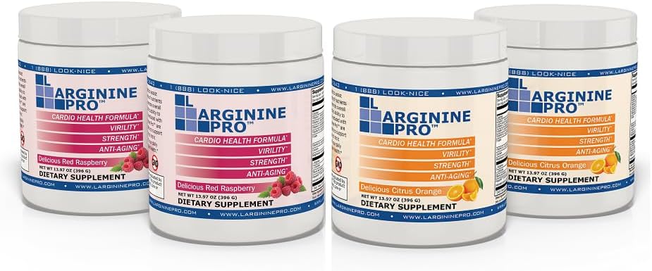 L-ARGININE PRO | 5,500mg L-Arginine Plus L-Citrulline 1,100mg Raspberry & Orange Powder Drink Mix Supplement for Increased Nitric Oxide Production