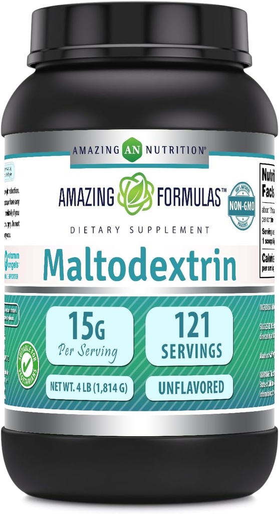 Amazing Formulas Maltodextrin | 15 Grams Per Serving | 121 Servings | 4 Lb Powder Supplement | Made in USA