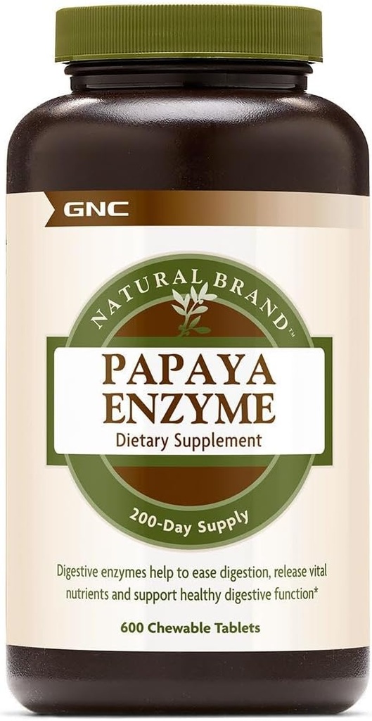 GNC Natural Brand Papaya Enzyme, Supports Healthy Digestive Function, 600 Tablets