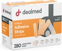 Dealmed Assorted Variety Pack Flexible Adhesive Bandages Sterile Bandage Strips with Non-Stick Pad, Latex Free, Wound Care for First Aid Kit (280 Bandages)