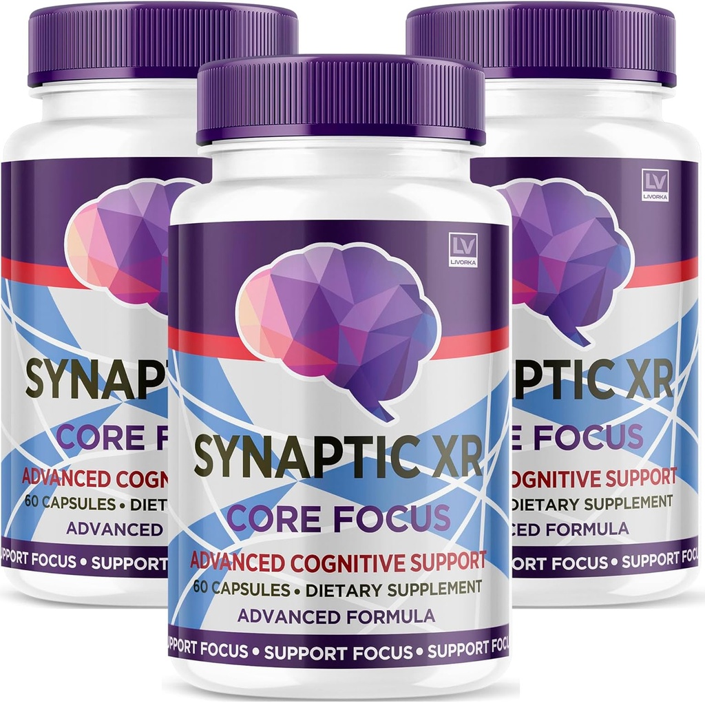 (3 Pack) Synaptic XR Capsules, SynapticXR, Synaptic XR Core Focus, Synaptic XR Brain Caps, Synaptic XR, Brain Synaptic XR, Synaptic XR Advanced Formula 180 Capsules for 3 Months