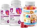 Vitamin D Gummies for Kids&Adults 2000 IU and Magnesium Gummies - healthy Vitamin D3 Supplements 1000IU - Vegetarian Gelatin-Free Immune Support with Sugar-Free Magnesium Calm Chews for Kids&Adults