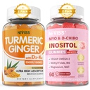 Sugar Free 2Pack Turmeric Ginger Gummies & 2Pack Myo-Inositol & D-Chiro Inositol Gummies
