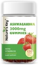 Nature's Key Ashwagandha Gummies, High Potency Ashwagandha Root Extract with Vitamin D2, for Men & Women, Stress, Calm Mood & Cognition, Strawberry Flavor (120 Count (Pack of 1)