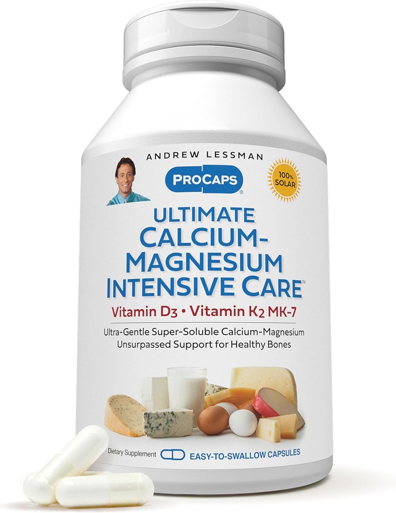 ANDREW LESSMAN Ultimate Calcium-Magnesium Intensive Care with Vitamin D3 & K2 MK7-120 mcg - 360 Capsules – Bone and Skeleton Health Essentials. Gentle, Easy to Swallow, Super Soluble. No Additives