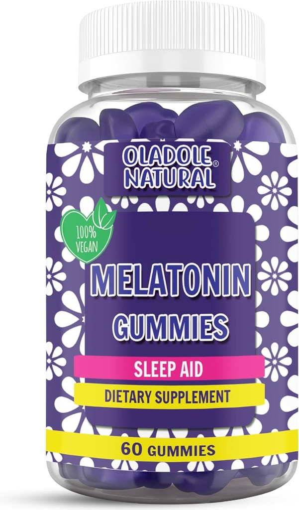 Oladole Natural Sleep Complex 86mg Extra Strength Melatonin, L-Theanine, Passiflora, 5-HTP, Ghana Seed Extracts | Sleep Support Promotes Relaxation & Fall Asleep Faster - 60 Gummies, Grape Flavor