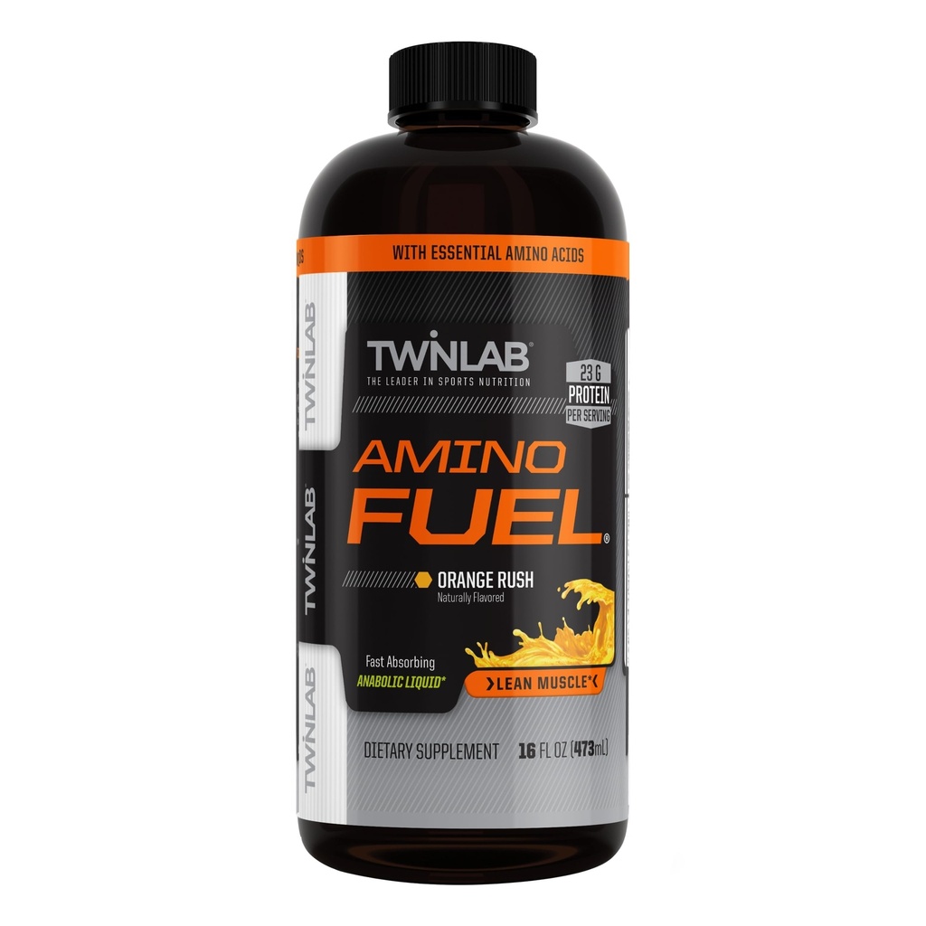 Twinlab Amino Fuel - Pre-Workout and Post-Workout Energy Drink & Supplement -16 fl oz, Orange Rush