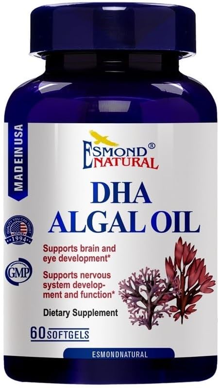 DHA Algal Oil (Made with Onavita Oil. 40% Docosahexaenoic Acid. Supports Brain, Eye and Nervous System), GMP, Natural Product Assn Certified, Made in USA - 500mg, 60 Softgels