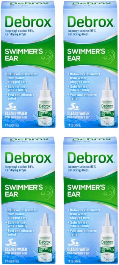 Debrox Swimmer's Ear Drying Drops for Adults & Kids, 1 Fl oz. (Pack of 4)