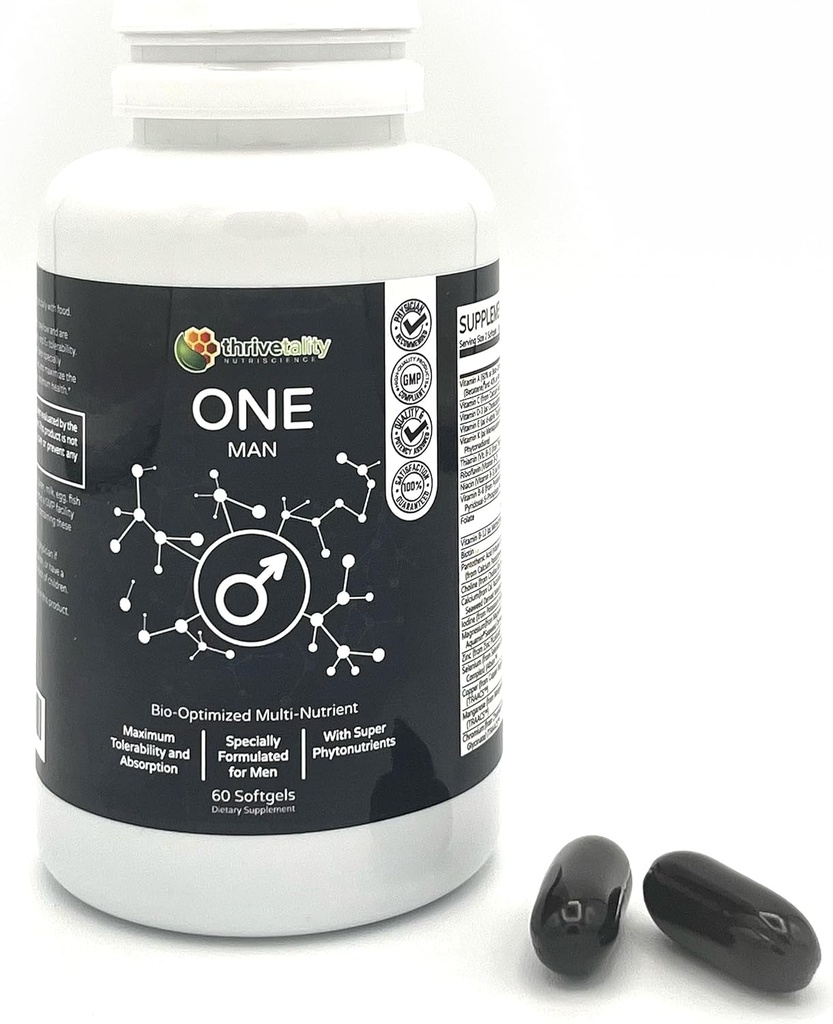 ONE Man Bio-Optimized Multi-Nutrient by Thrivetality | Men's Multivitamin | #1 Physician Formulated | Clinically Proven | Max Tolerability & Absorption | Super Antioxidant Phytonutrients