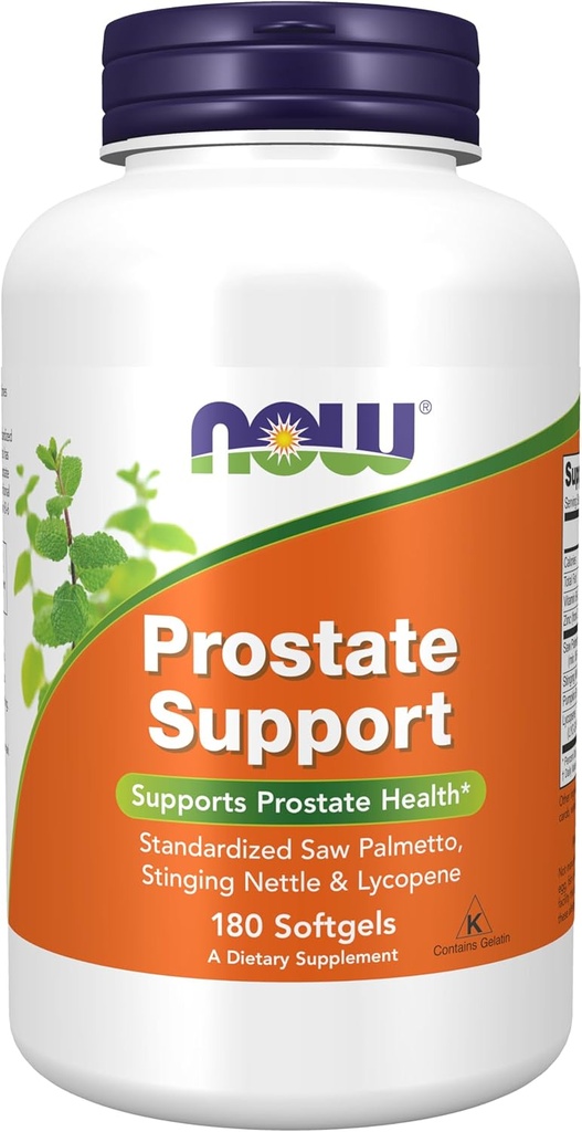 NOW Supplements, Prostate Support, Prostate Support, with Standardized Saw Palmetto, Stinging Nettle & Lycopene, 180 Softgels