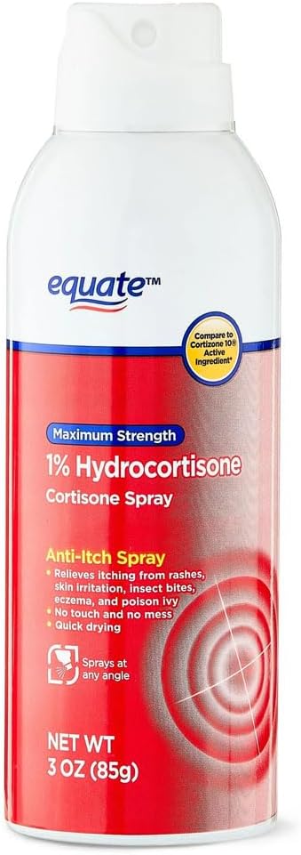 Maximum Strength 1% Hydrocortisone, with Aloe, Continuous Spray, by Equate, Compare to Cortisone-10 Quick Shot