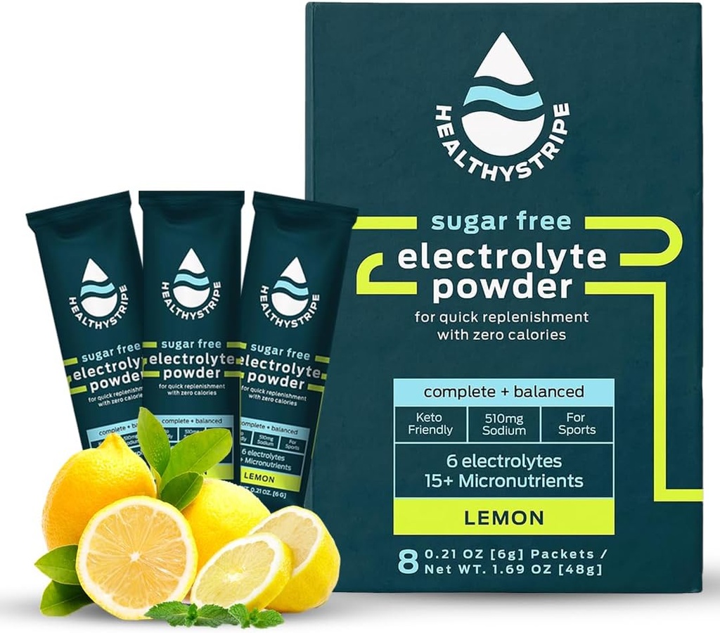 Sugar Free Electrolyte Powder Drink Mix with 15 Micronutrients, Active Recovery and Hydration for Sports, Hiking, and Active Lifestyles, No Calorie, Artificial Flavors, Keto - 8 Pack