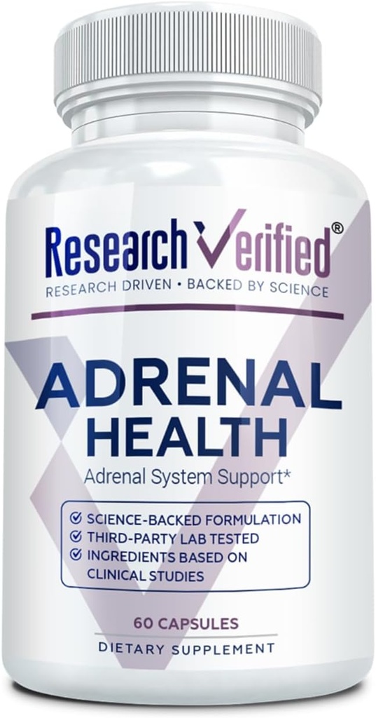 Research Verified Adrenal Support - 60 Capsules - Support Adrenal Gland Function, Boost Energy, Balance Cortisol - Mushrooms, B-Vitamins, Bioflavonoids, BioPerine