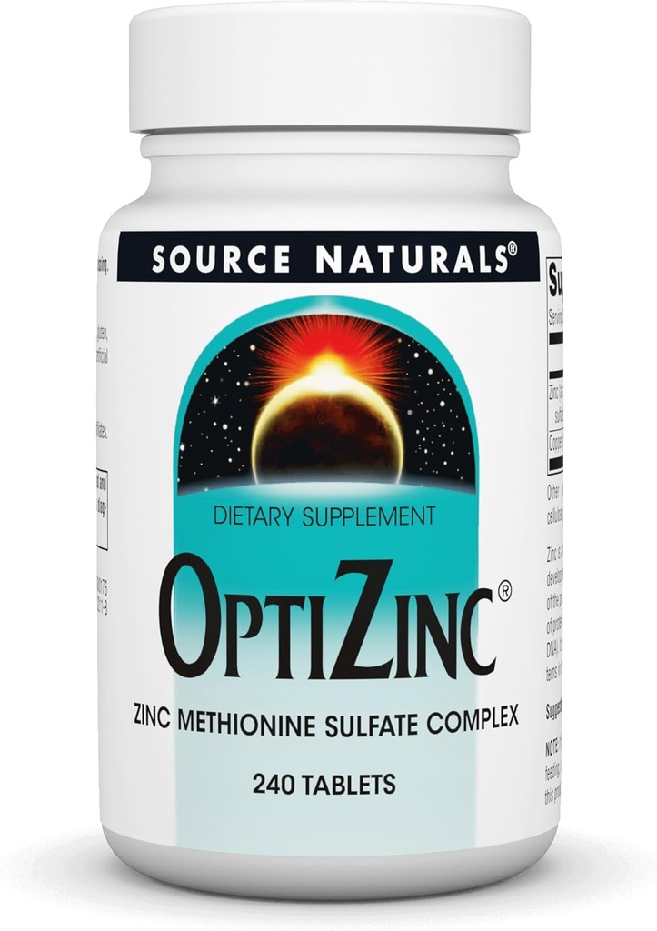 Source Naturals OptiZinc Zinc Methionine Sulfate Complex & Dietary Supplement - 240 Tablets