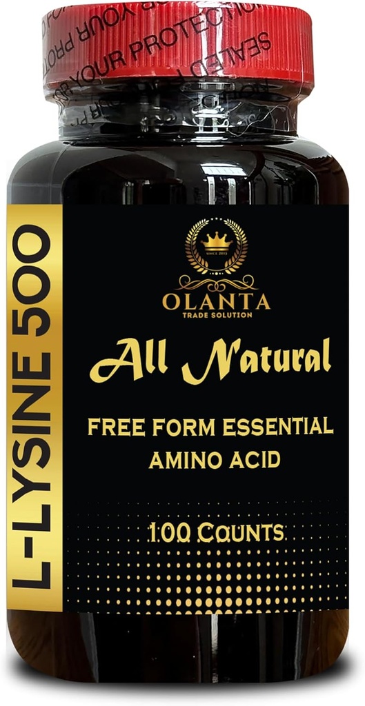 L-LYSINE SUPPLEMENT AMINO ACIDS - Lysine Supplement Immune Support, support Integrity of Skin and Lips, L-Lysine Hydrochloride support, Nitrogen balance, Gluten Free - 1 Bottle 100 Counts
