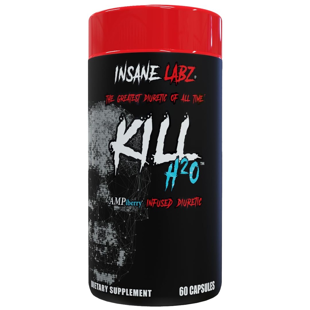 Insane Labz Kill H2O, AMPiberry Infused Diuretic, Reduce Water Retention and Bloating Relief with Dandelion Root and Green Tea Extract, 20 Servings