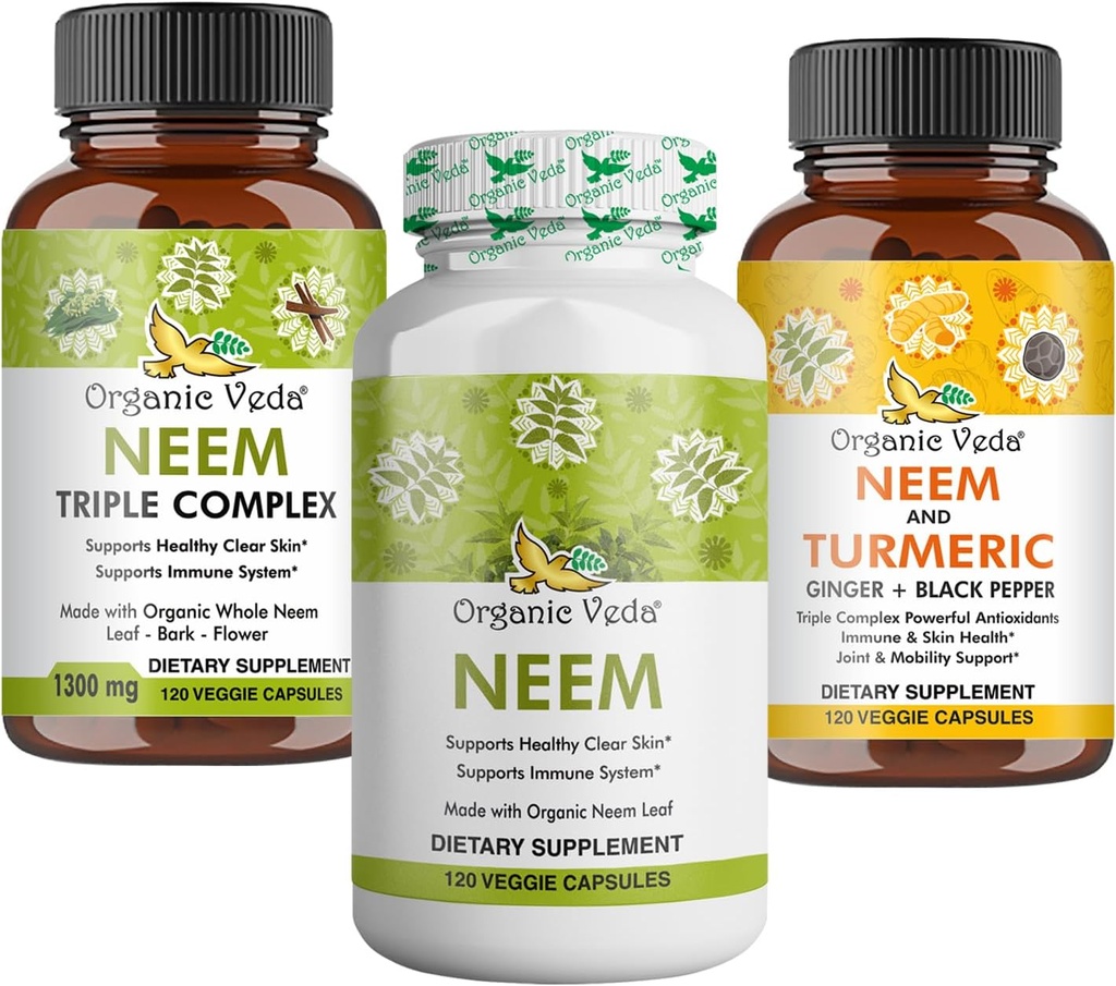 Premium Neem & Turmeric Supplement Bundle – 2-in-1 Capsule Formula for Skin Health, Immune & Cleansing Support