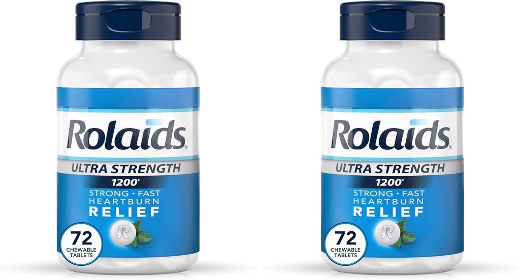 Rolaids Ultra Strength Antacid Chewable Tablets, Mint, 72-Count (Pack of 2)