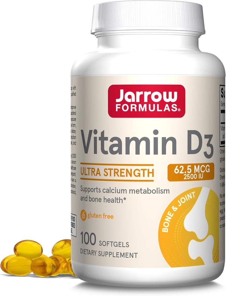 Jarrow Formulas Vitamin D3 62.5 mcg (2,500 IU) - 100 Servings (Softgels) - Bone Health, Immune Support & Calcium Metabolism Support - Vitamin D Supplement - D3 Vitamins - 2500 Vitamin D - Gluten Free