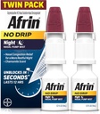 AFRIN No Drip Night Nasal Mist Twin Pack, Non-Drowsy, Fast-Acting Decongestant for Restful Sleep with Chamomile Scent, Adults and Children 6 and Older, .5 fl oz (Pack of 2)