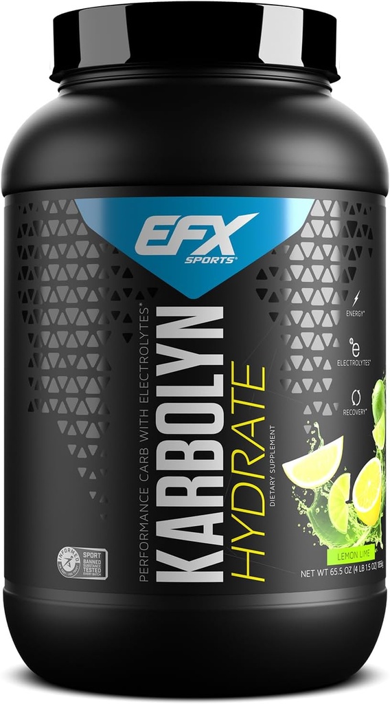 EFX Sports Karbolyn Hydrate | Carbohydrate Powder + Electrolytes | Sugar Free Sports Drink Mix | Fuel & Hydration | Stimulant Free | 66 Servings (Lemon Lime)