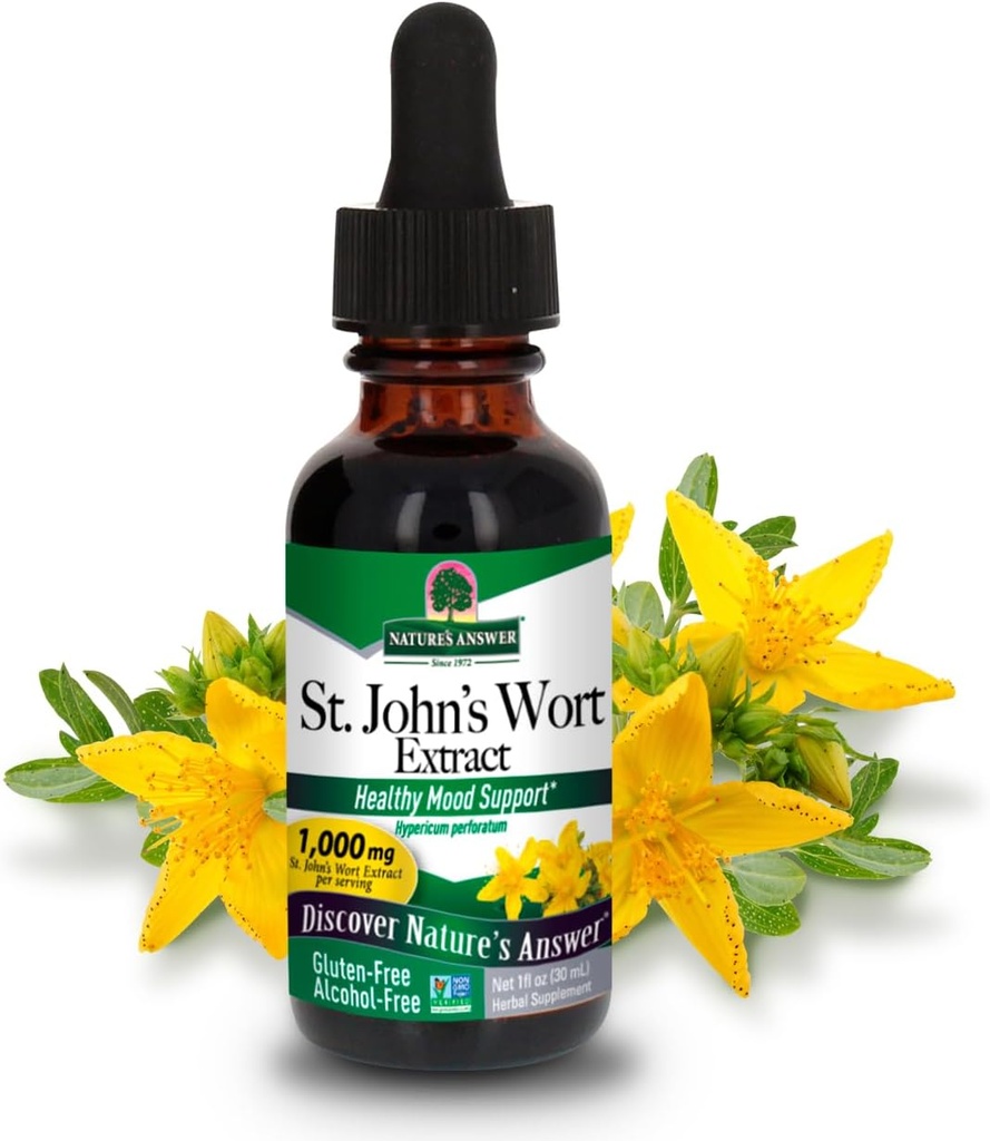Nature's Answer St. John's Wort Alcohol-Free Liquid Extract (Hypericum Perforatum) | Healthy Mood Support | Non-GMO, Kosher & Gluten-Free 1oz