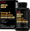 GNC Mega Men Energy & Metabolism Multivitamin Caplets, Clinically Proven To Feel Better, Calorie Burn, Focus, 100mg Caffeine, Thermogenic, Immune, B Vitamins, Timed Release, 180 Count, 90 Day Supply