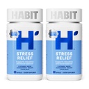 Habit Stress Relief Supplement 2 Pack (120 Capsules) - New Look, Supports Relaxation & Mood Balance, Vitamin B, Adaptogens, Lemon Balm, Calming, Vegan, Non-GMO