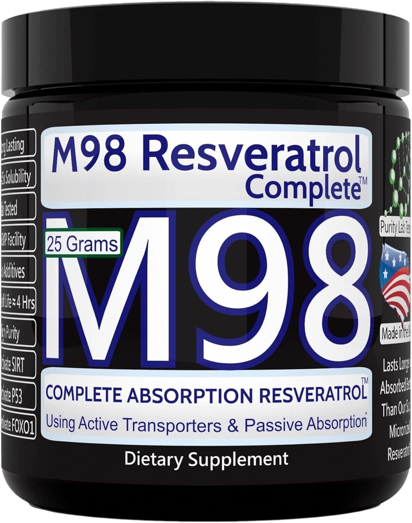 M98 Resveratrol Complete (M98-RC) - Better Than Super Micronized - Pure Powder - 25 Grams