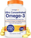 OmegaVia Ultra Concentrated Omega 3 Fish Oil Burpless, 60 Softgels, Triple Strength Omega 3 Fish Oil Supplements, 1135 mg Pure Omega3, No Fishy Burps, High EPA DHA DPA, IFOS 5-Star