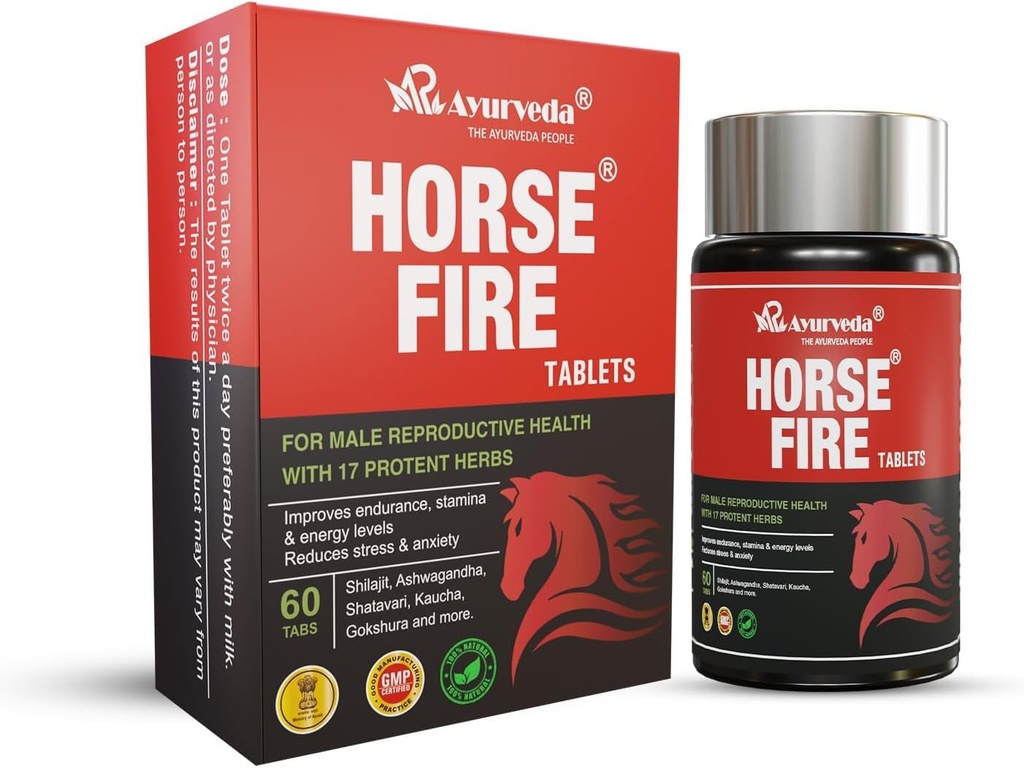 Horse Fire Tablets for Men| Ayurvedic Medicine - for Stamina, Muscle Growth, Immunity & Overall Wellbeing| Horse Fire Tablet (Pack of 60)
