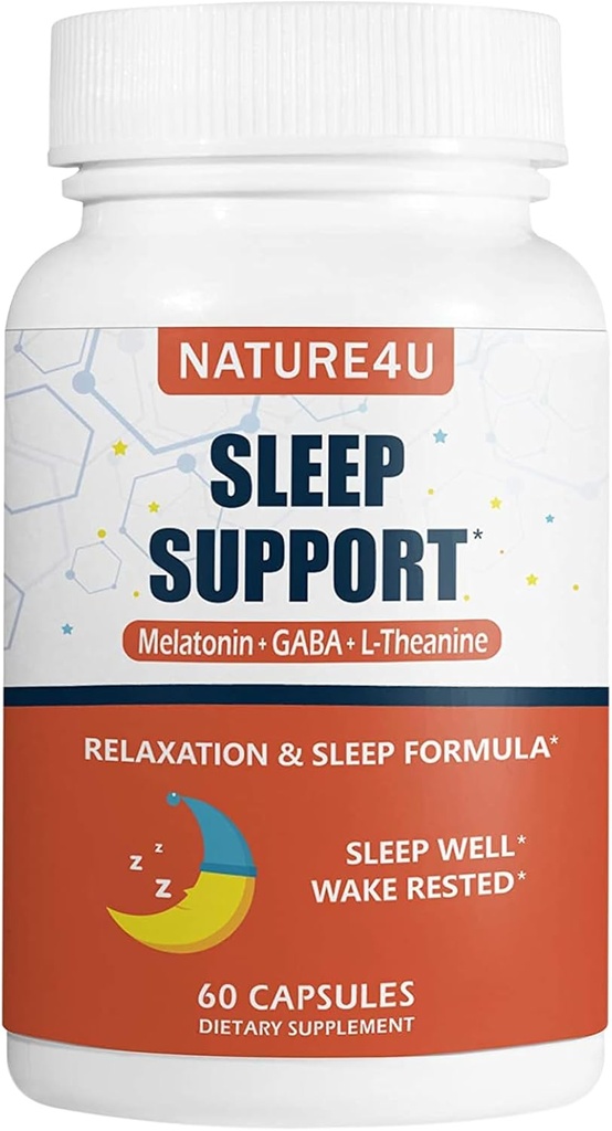3 in 1 Sleep Aids for Adults Extra Strength, Extend Release Melatonin 5 mg, L Theanine 250 mg, GABA 250 mg, Relaxation and Sleep Supplement, 60 Capsules
