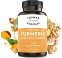 Thomas' all-natural Remedies Turmeric Curcumin and Ginger with Black Pepper, Organic Turmeric Joint Support Supplement- 95% Curcumin - NO fillers, Vegan - 120ct