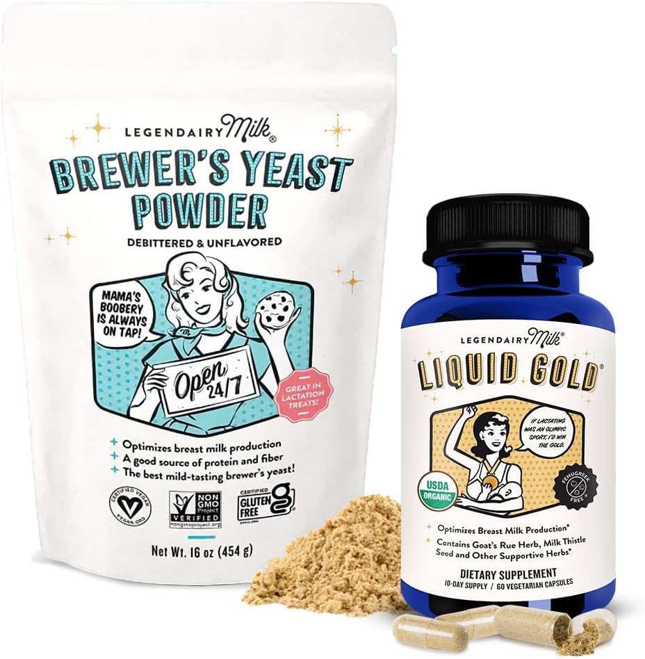 Legendairy Milk Liquid Gold + Brewer's Yeast, Breastfeeding Supplements for Milk Supply Increase - Lactation Support for Breast Milk Production - Fenugreek-Free, Non-GMO,