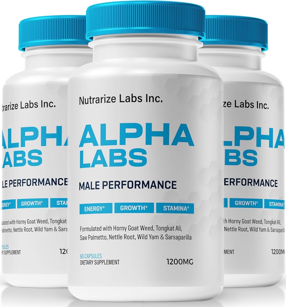 NutraRize (3 Pack) Alpha-Labs, Official Formula for Men and Muscle Support, All-Natural Male Performance Pills to Sustain Stamina & Energy Levels, Alphalabs ME Capsules Review (180 Capsules)