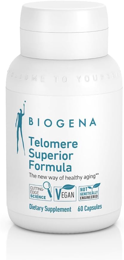 Biogena Telomere Superior Formula - Healthy Aging by Activation of sirtuins to Support Cellular Regeneration - Pure Telomerase Enzyme for Telomere Lengthening and Support